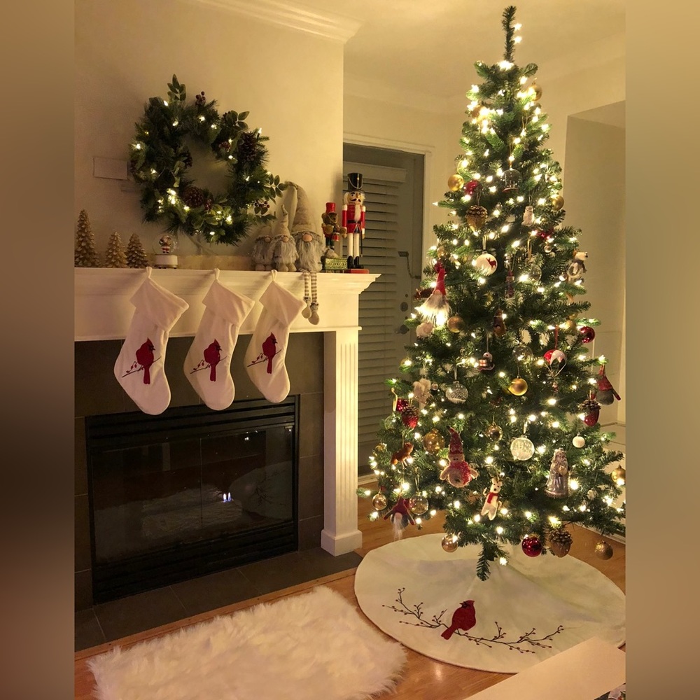 Merry & Bright Cardinal On Branch Stocking